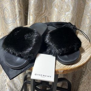 Givenchy mink slides worn once indoors size 5 brand new condition